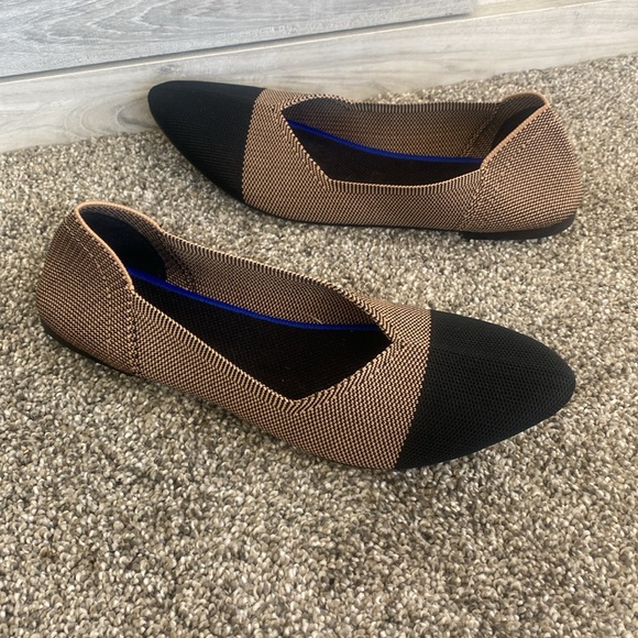 Pointed Toe Ballet Flats Size 38 Camel Captoe Woven Fabric Upper Slip On - Picture 4 of 6